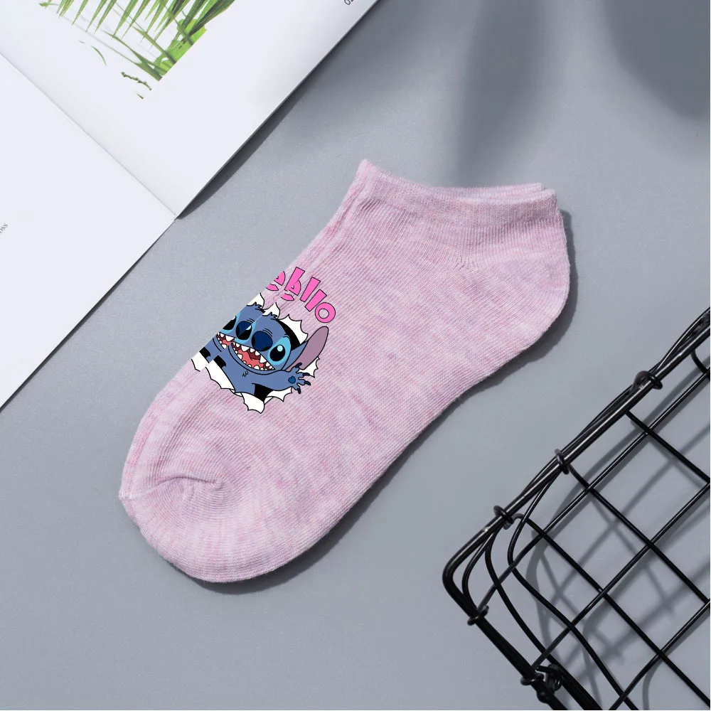 Disney Lilo Stitch Short Multi-Color Boat Socks Spring Summer Cartoon Simple Breathable Socks for Men and Women Cute Short Socks