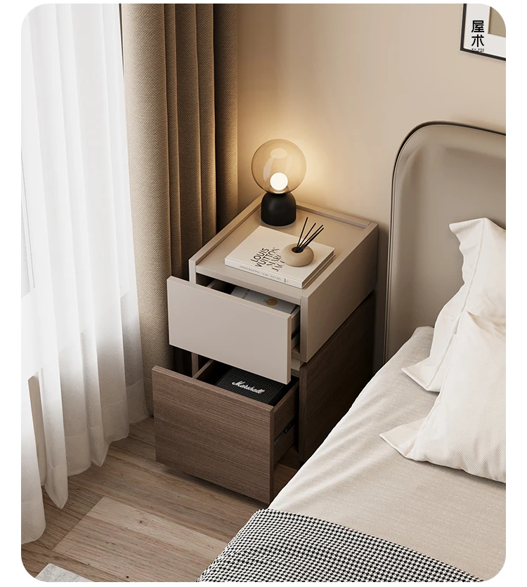 

Light luxury high-end bedside table safe integrated 30cm small locker Italian bedroom bedside table
