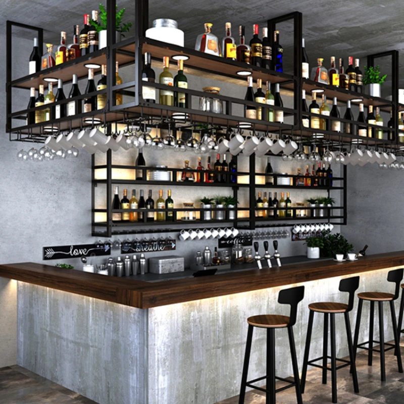 Industrial Style Hanging Bar Cabinet Storage Standing Restaurant Minimalist Wine Rack Fashion Booth Vitrine Home Bar Furniture