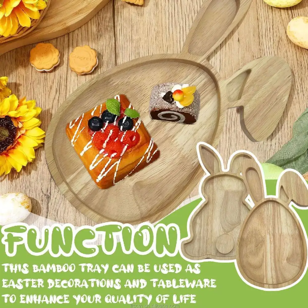 

Easter Bunny Tray Wood Food Plate Fruit Serving Bread Easter Spring Wooden Child Cake Supplies Decor Decorations Display Ki F1V0