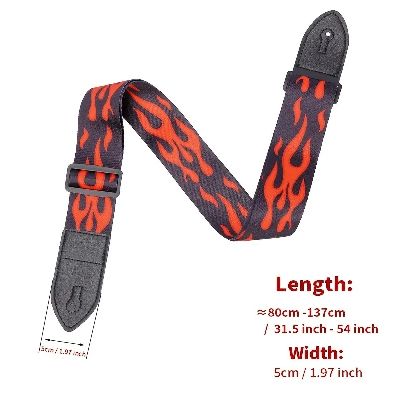 Sangle de guitare adaptée à la guitare acoustique/classique/électrique/basse, sangle universelle longue et Durable à tête en cuir avec motif