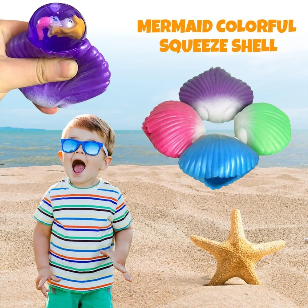 Coquille à presser colorée de sirène, cadeaux de fête amusants pour enfants, jouet sensoriel pour l'anxiété, soulagement du Stress, jouet Squishy