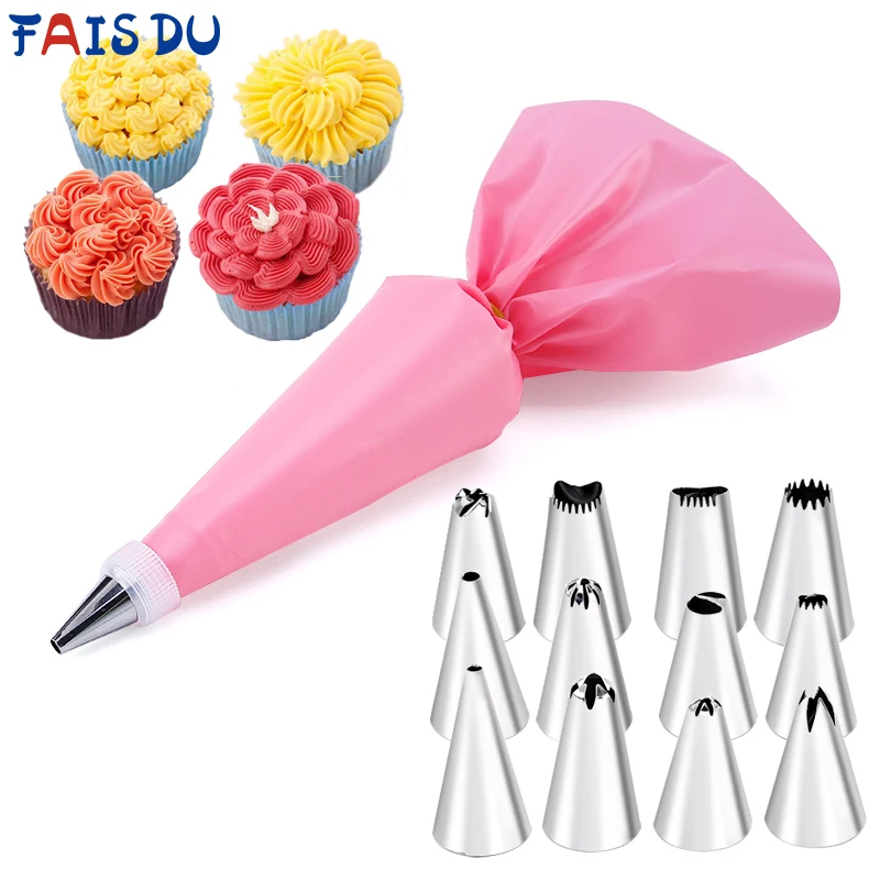 Aço inoxidável Pastry Bag Set, Bico Bolo, Acessórios de Cozinha para Decoração Padaria, Equipamentos de Confeitaria, 6-24 PCs