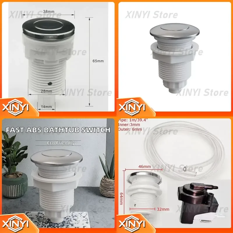 for ABS Plastic Eco-Friendly Modern Bathroom Bathtub Air Control Pressure Switch Pneumatic Push Button 1 Year Warranty