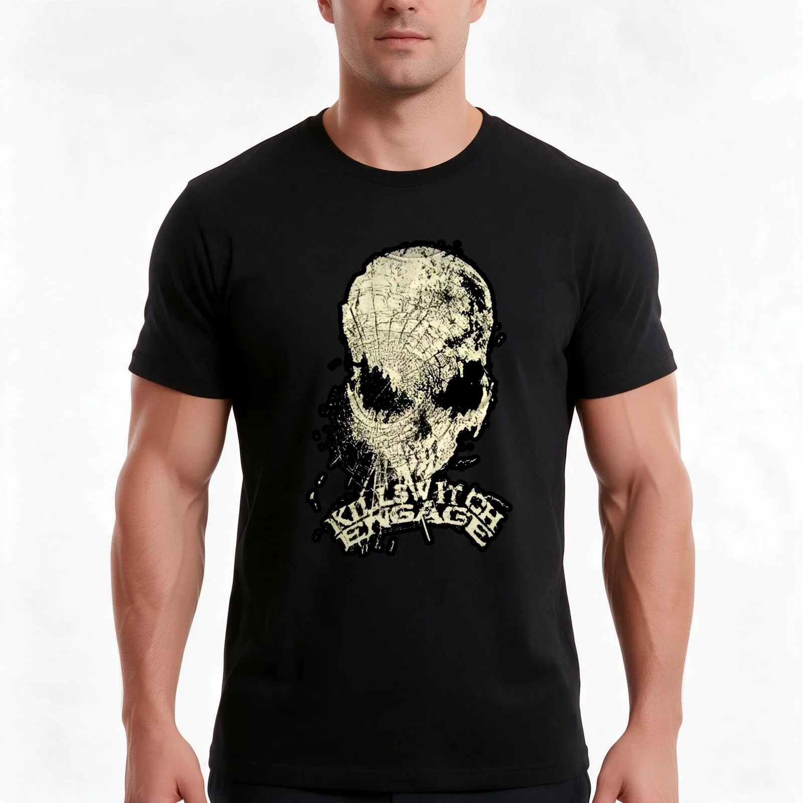 Skull Switch Engage T-Shirt Summer Casual Cotton Tee Oversized Streetwear Tops Vintage Graphic Print Loose Fit Short Sleeve