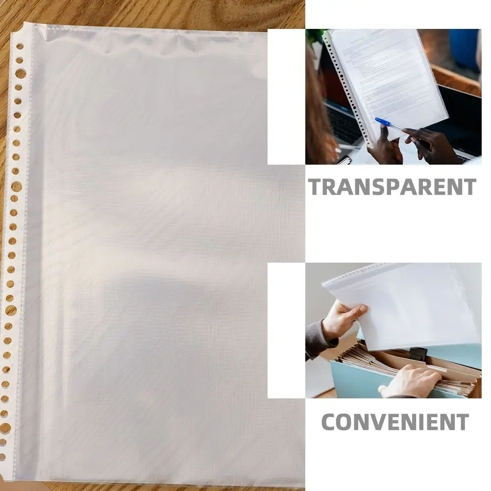 20 Pcs A4 Clear Sleeves Transparent PP Binder Document Pockets Folder Inner Pocket Waterproof File Folder Loose Leaf Organizer