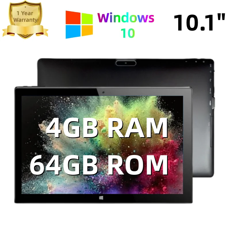 New 4GB RAM 64GB ROM 10.1 Inch Windows 10 Tablet PC 64Bits Intel Atom X5-Z8300 Quad Cord Dual Cameras 1280*800 IPS HDMI-Port