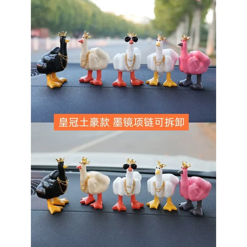 Bored Send Ta A Middle Finger Duck Creative Funny Car Center Console Ornament Decompression Interesting Car Decor