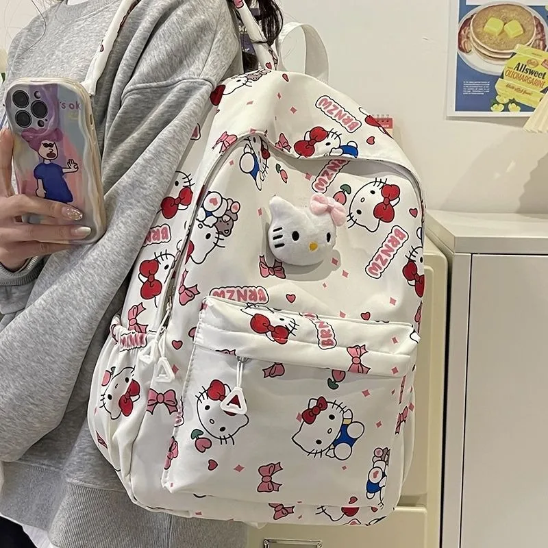 

Xiuya Hello Kitty Womens Backpack Nylon Cute Print Large Capacity Students Aesthetic Backpacks School Casual Cartoon Kawaii Bag