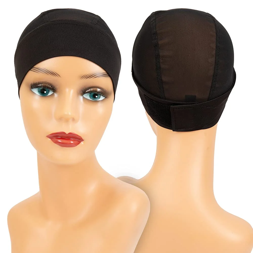 Boné de peruca para fazer wig, faixa de cabeça ajustável, malha, grip, rede de cabelo stret, preto, faça você mesmo, para homens e mulheres, 3 pçs/lote