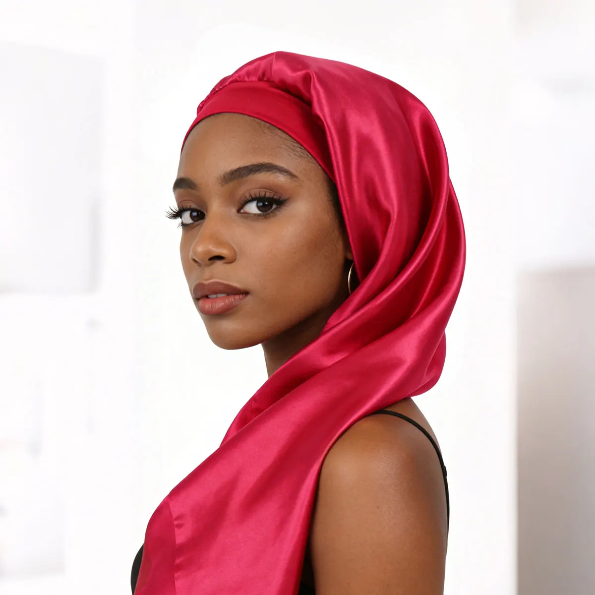 Solid Color Long Sleep Bonnet for Women, Extra Long Caps for Hair