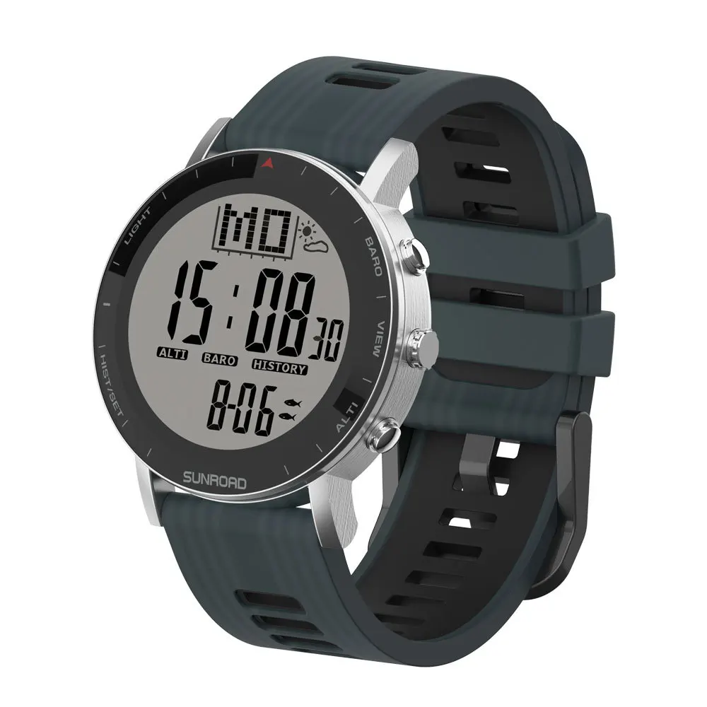 SUNROAD Multifunctional Stainless Steel Smart Watch FR862 10ATM Waterproof Mountaineering Fishing Swimming