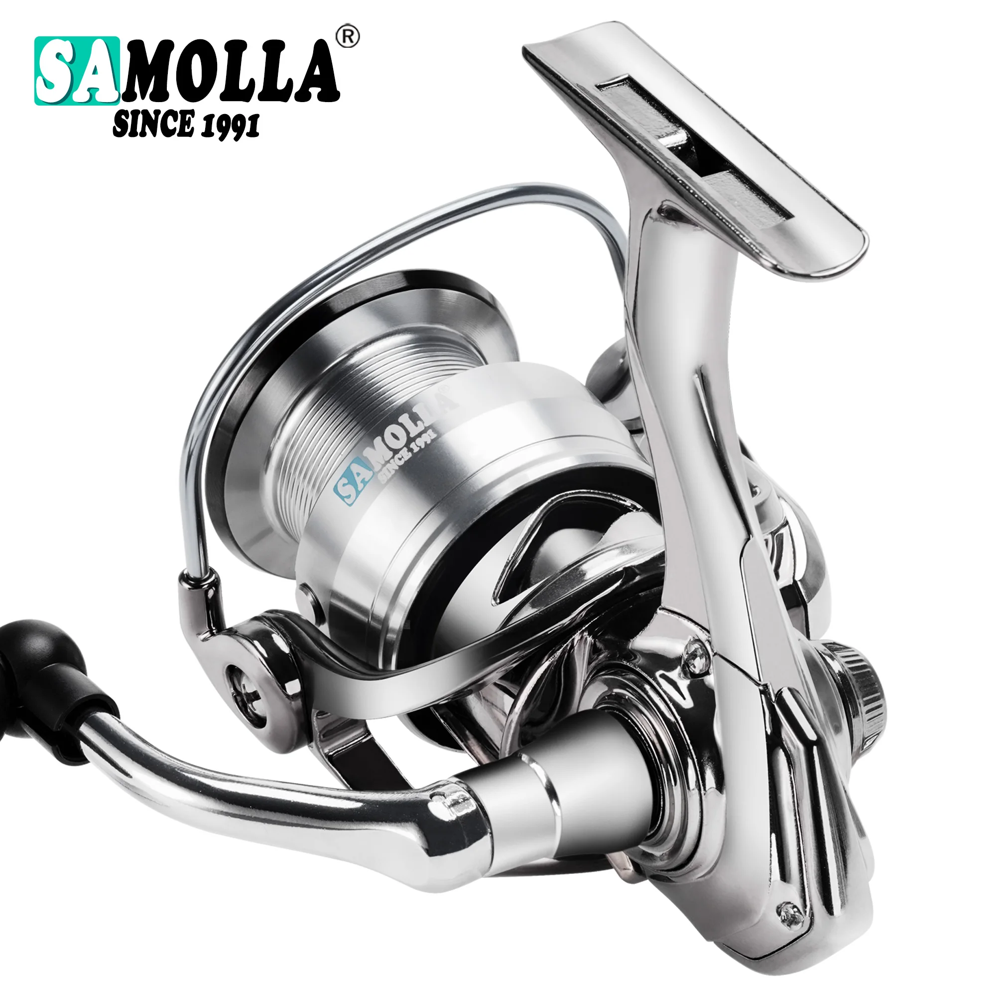 SAMOLLA nouveau moulinet de pêche 10kg Max glisser moulinet en Graphite 6 + 1 roulements à billes, rapport de vitesse 5.2:1 moulinet de pêche pour perche bar et brochet