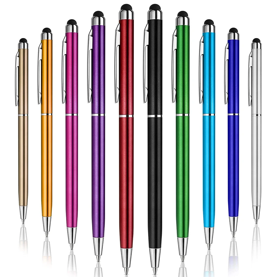 New Universal 2 In 1 Metal Stylus Pens with Ballpoint Pens Touch Screen Pen for All Capacitive Screen for Iphone 13 Smart Phone