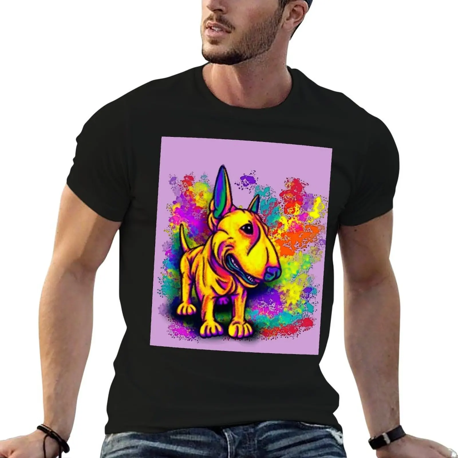 Colour Splash Bull Terrier T-Shirt Breathable Sportswear T-Shirt for Men