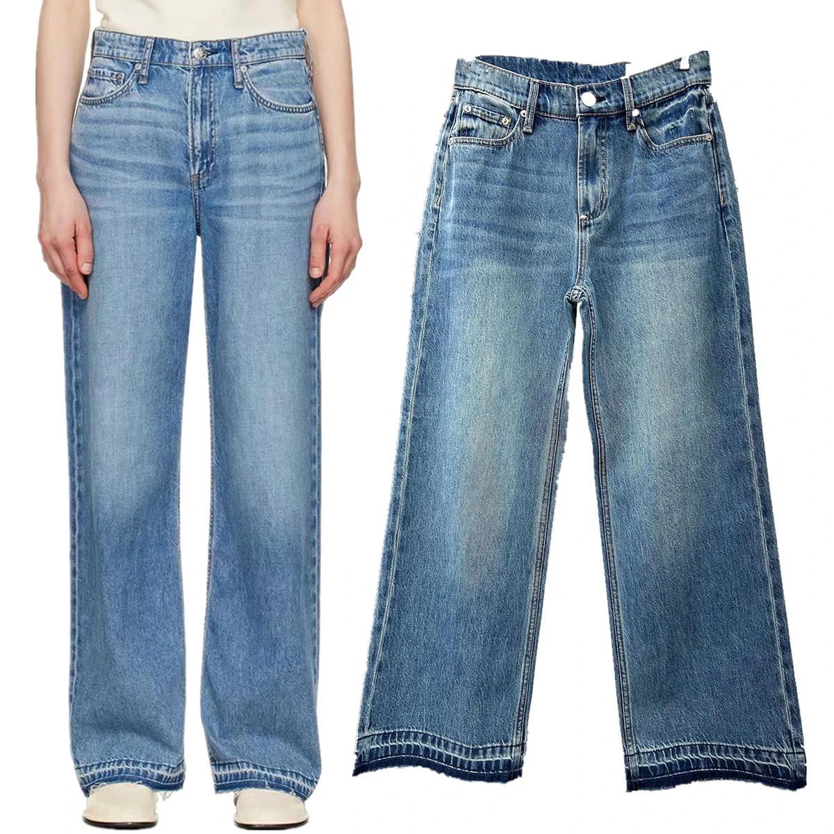 

Dave&Di 75% Cotton 25% Lyocell Top Quality Jeans Women Mom Denim High Waisted Straight Jeans Minimalist Loose Denim Pants Women