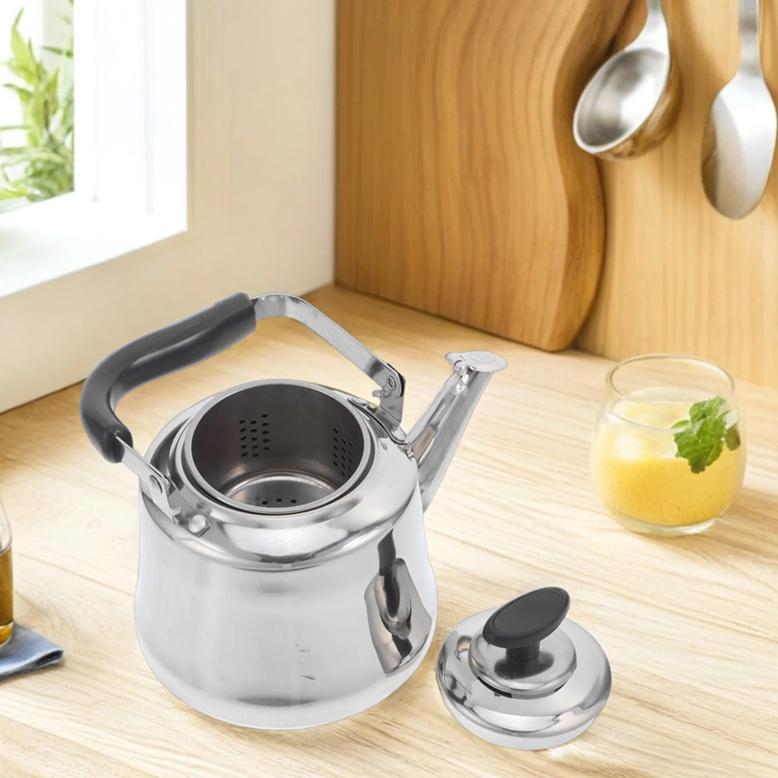 

Kettle Stainless Steel Stove Top Water Boiling Pot Auto-Sounding Kitchen Gadget For Home Camping Use