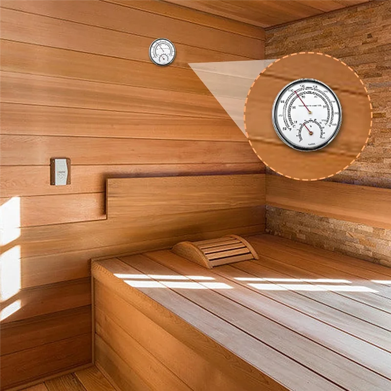 BHBD-piezas de repuesto para Sauna, termómetro para Sauna Fahrenheit 2 en 1, termómetro y higrómetro de Metal para Sauna con orificio para colgar