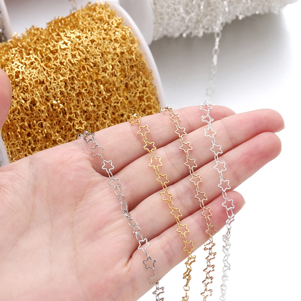 1/2Meter Sternform Ketten Gold Farbe Kupfer kette Lieferungen für DIY Halskette Armband Schmuck Herstellung Zubehör Großhandel