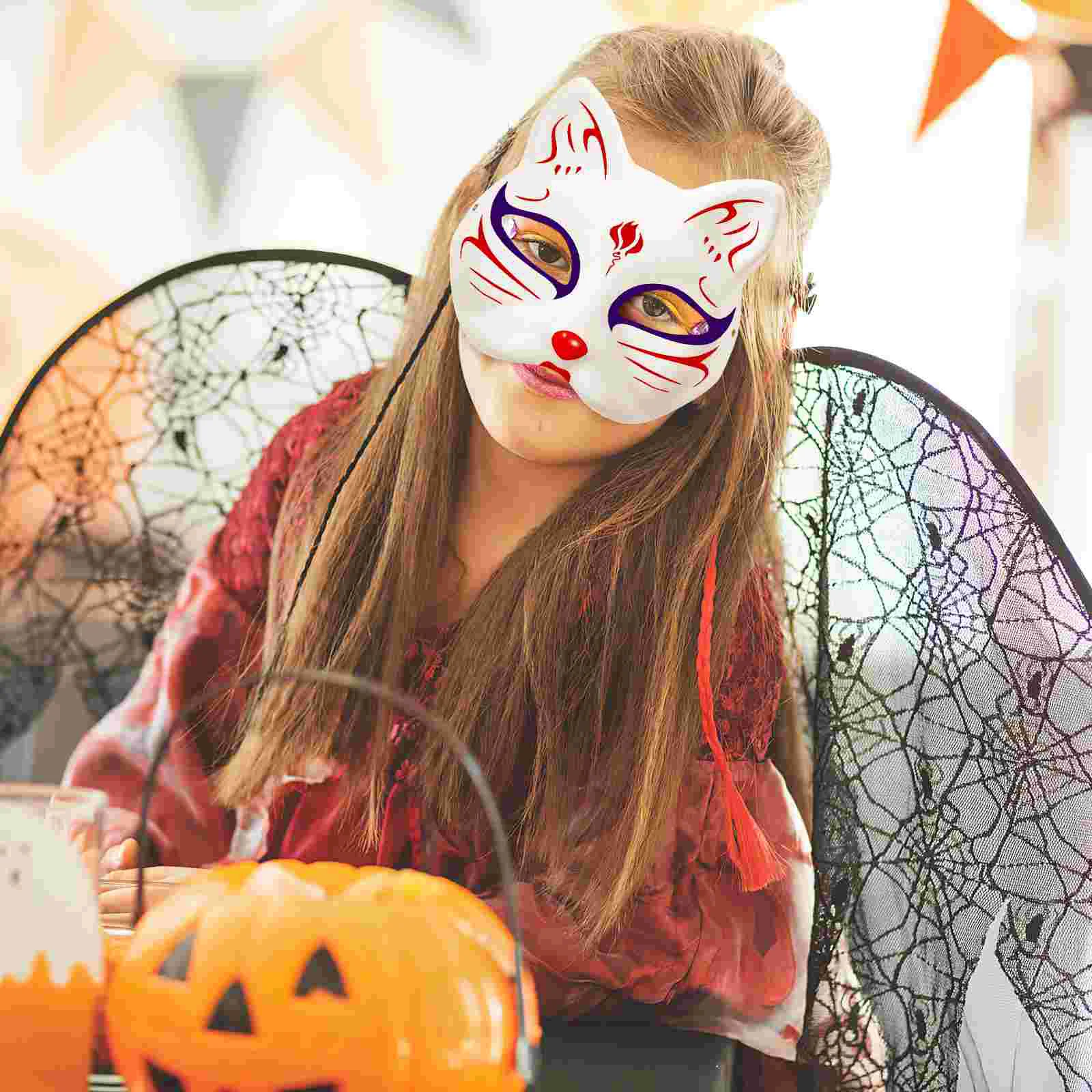 3 Stück die fehlende Oberfläche Maske Masken leer Halloween Cosplay Party weiße Katze Einweg Aufkleber Kleinkind