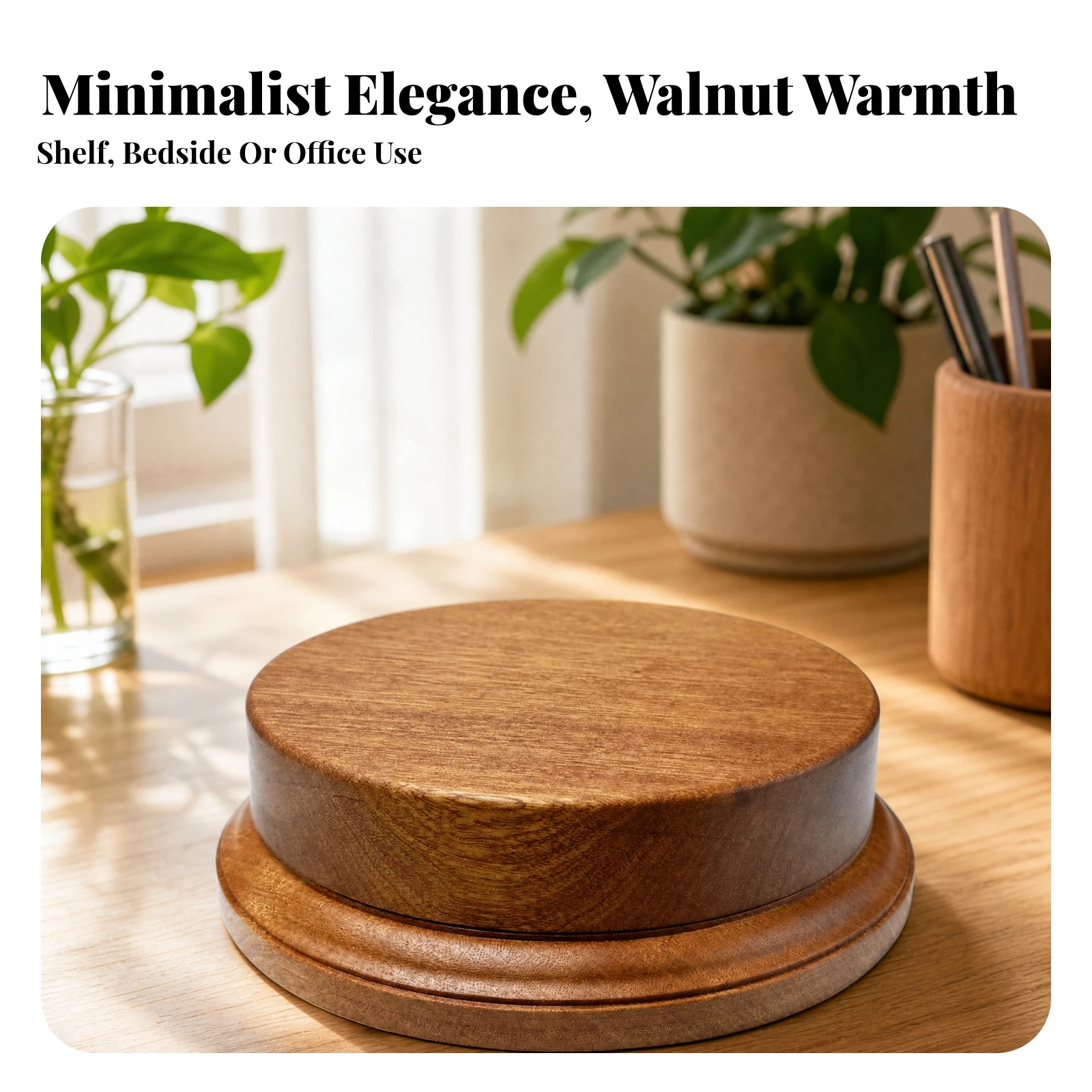 Round Wooden Display Base Compact Stepped Wood Riser Two-Tier Display Stand Natural Wood Riser Modern for Collectors, Home Decor