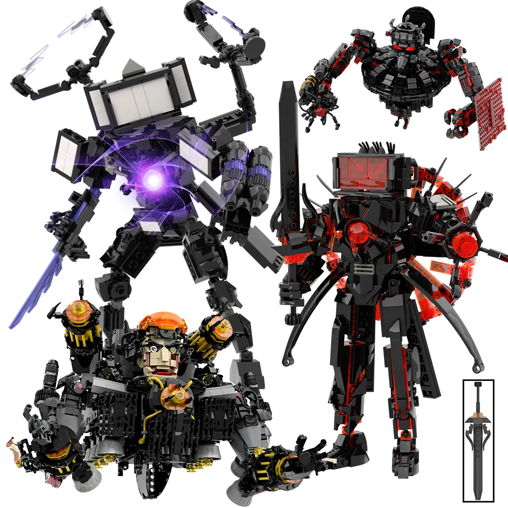 New Skibidi Toileted Giant Titan TVman Upgrade Speakerman Building Blocks Animation Figure Model Toys for Kid Ideas Gifts Xmas