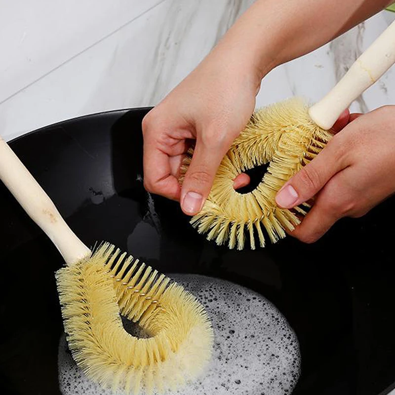 Household Kitchen Multifunctional Wooden Handle Cleaning Brush Pork Sideburns Hair Pot Brush Non-stick Dishwashing Brush