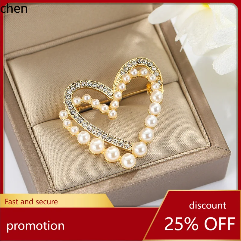 

YFY New Couple's Pearl Heart Brooch - High-end, Luxurious, Elegant, Exquisite Korean Pin