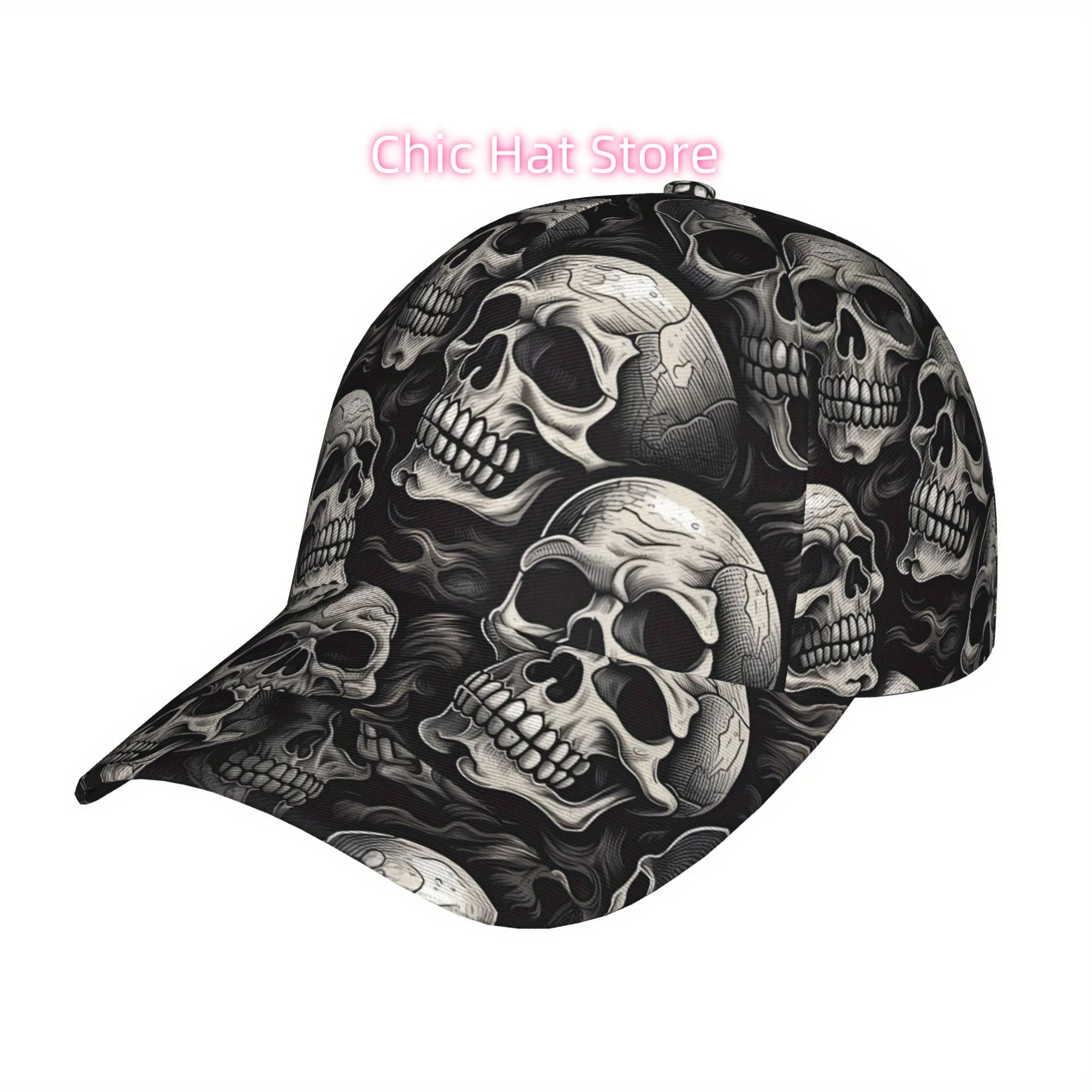 1pc Skeleton Printed Baseball Cap for Both Men and Women - Lightweight and Adjustable Sun Cap with Wide Brim, a Fashionable Outd