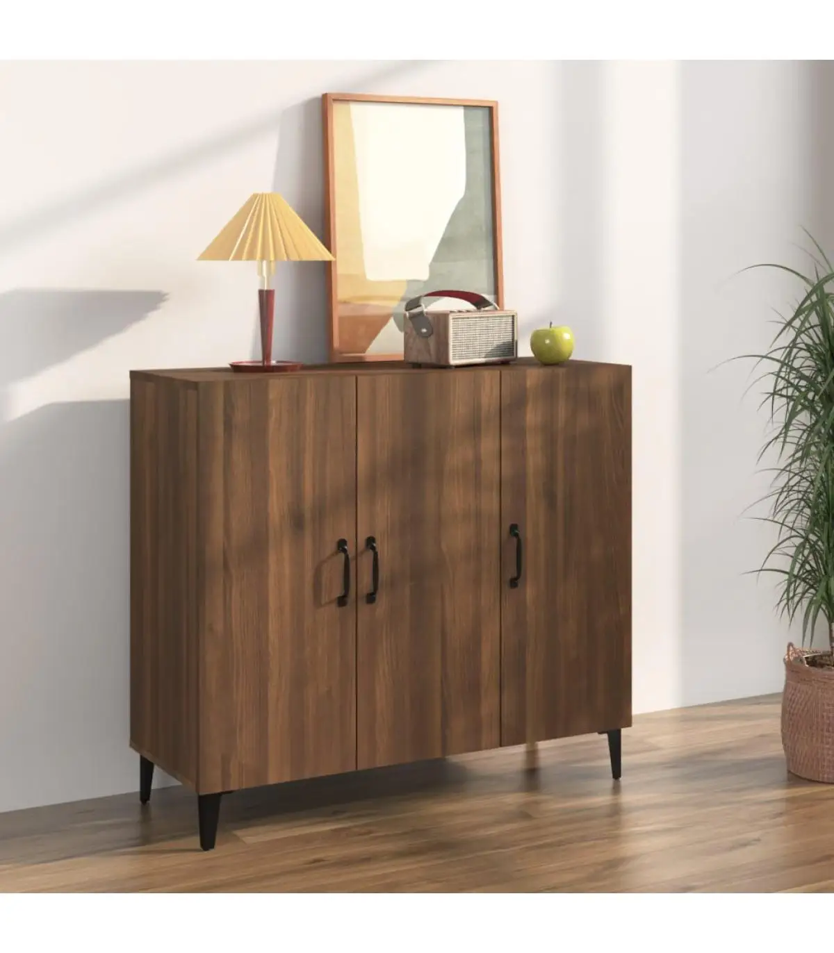 Sideboards plywood brown oak 90x34x80 cm