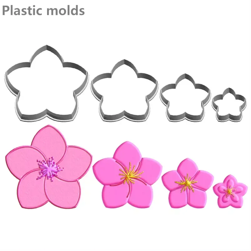 

Four Specifications Cartoon Plant Flowers Peach Blossom,Plastic Mold,Cake Fondant Tools,Cookie Sushi and Fruits Cutters