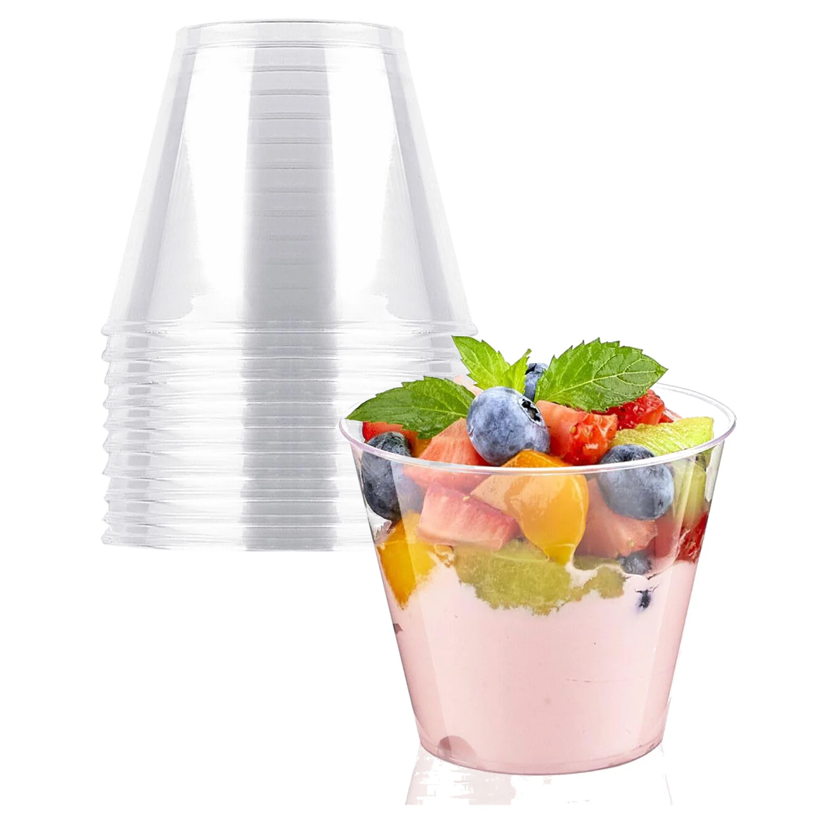 

10pcs 200ML Pudding Cups Clear Plastic Ice-Cream Yogurt Mousse Dessert Cups Disposable Wedding Party Dessert Cups for Picnic