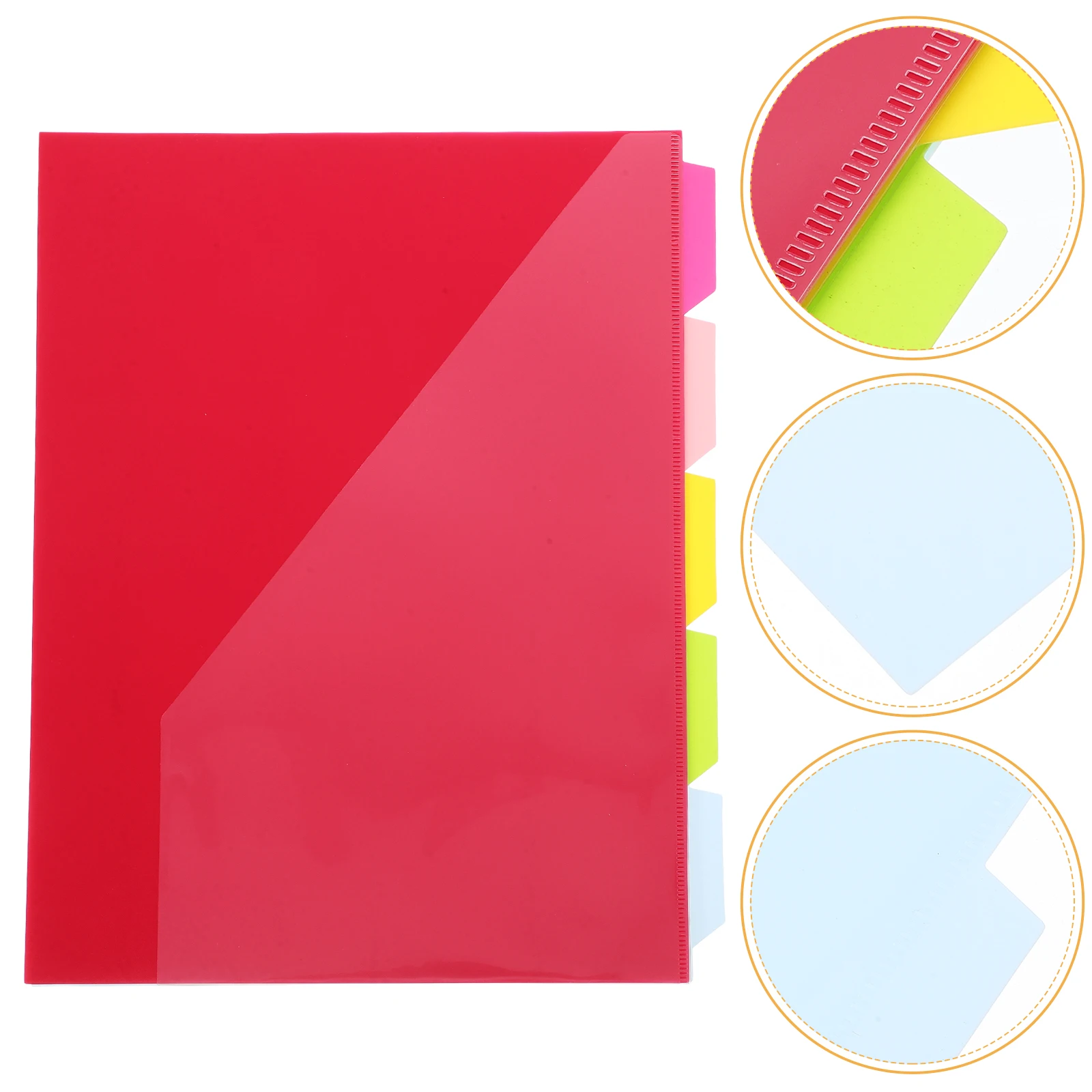 

5pcs File Folders With Pockets Waterproof Pp Material Office Use Tab Dividers Classification Divider Pocket