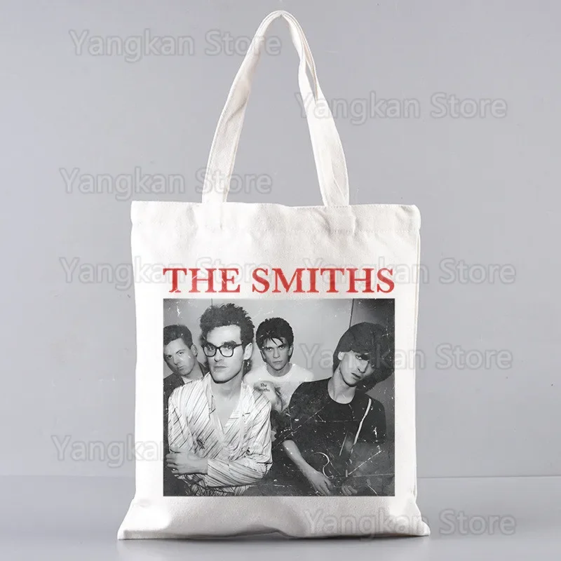 Bolsa de tela de lona estilo punk rock de The Smiths, para compras, viajes, reutilizable, ecológica, para mujer, bolsas de hombro, bolsas de tela