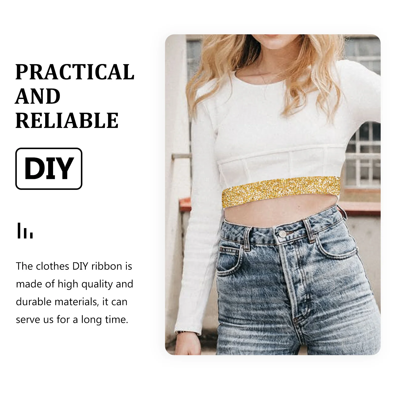 

DIY Diamond Double Sided Diy Diamond Ribbon Adhesive Drill Strip for Clothes Accessories Decor Elastic