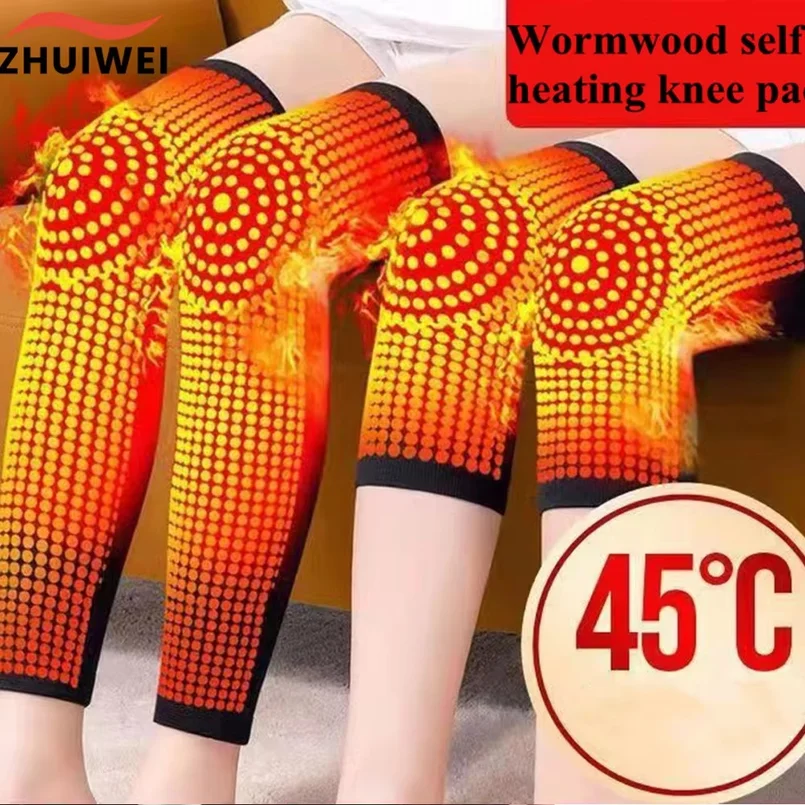 2PCS Wormwood Self Heating Knee Sleeve Warmer Knee Pad Women Men Older Arthritis Joint Pain Relief & Tendonitis Injury Recovery