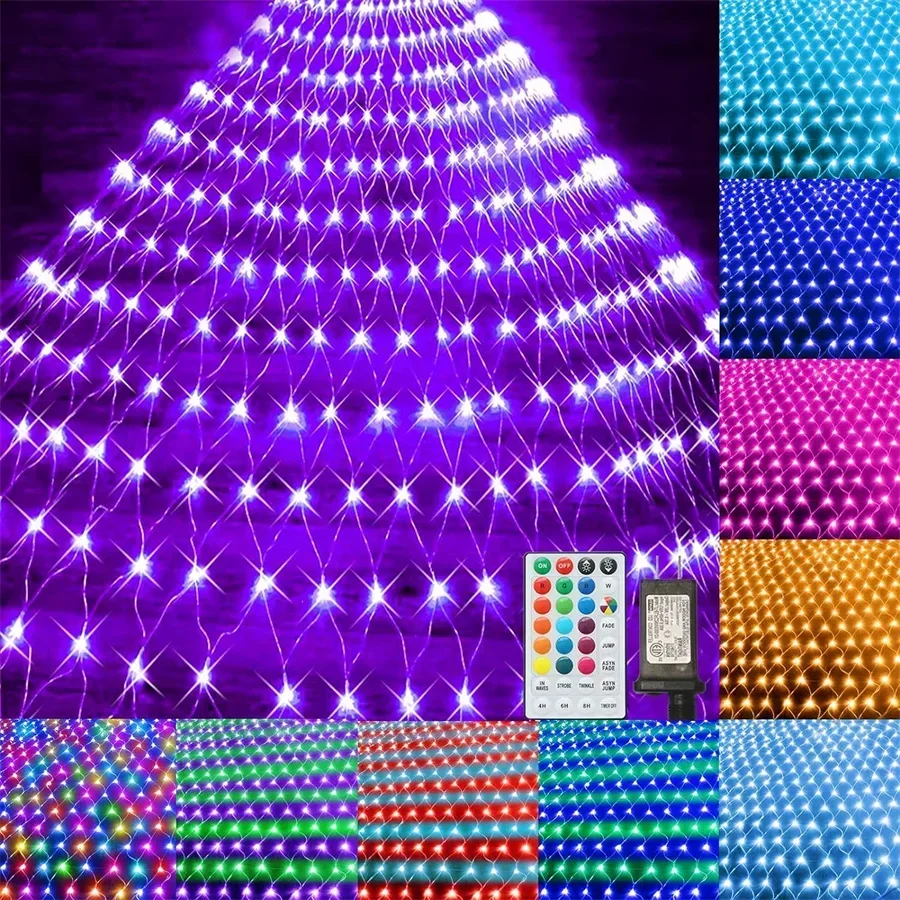 3X2M 224LED Connectable LED Net Light Outdoor 18 Color Changing Christmas Net Mesh Fairy Light Waterproof Curtain String Light