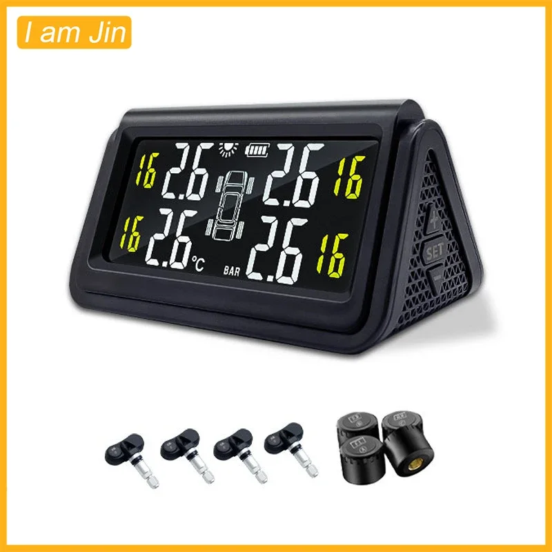 

2024 New Tire Pressure Monitoring System Temperature Warning Fuel Save Solar TPMS Car Tyre Pressure Monitor Air Pressure Gauge