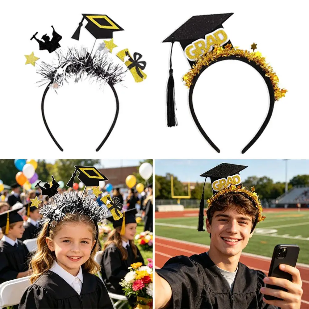 Tiara de Formatura com Borla |   Tiara de Cabelo com Chapéu de Doutor Mini para Festa de Formatura |   Acessórios de Cabelo para Fotos de Cerimônia