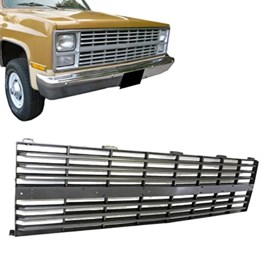 New Front Silver Gray Grille Replacement with Molding Holes for GMC Chevy Chevrolet C10 C K 10 20 30 Pickup Truck Fits GM120012