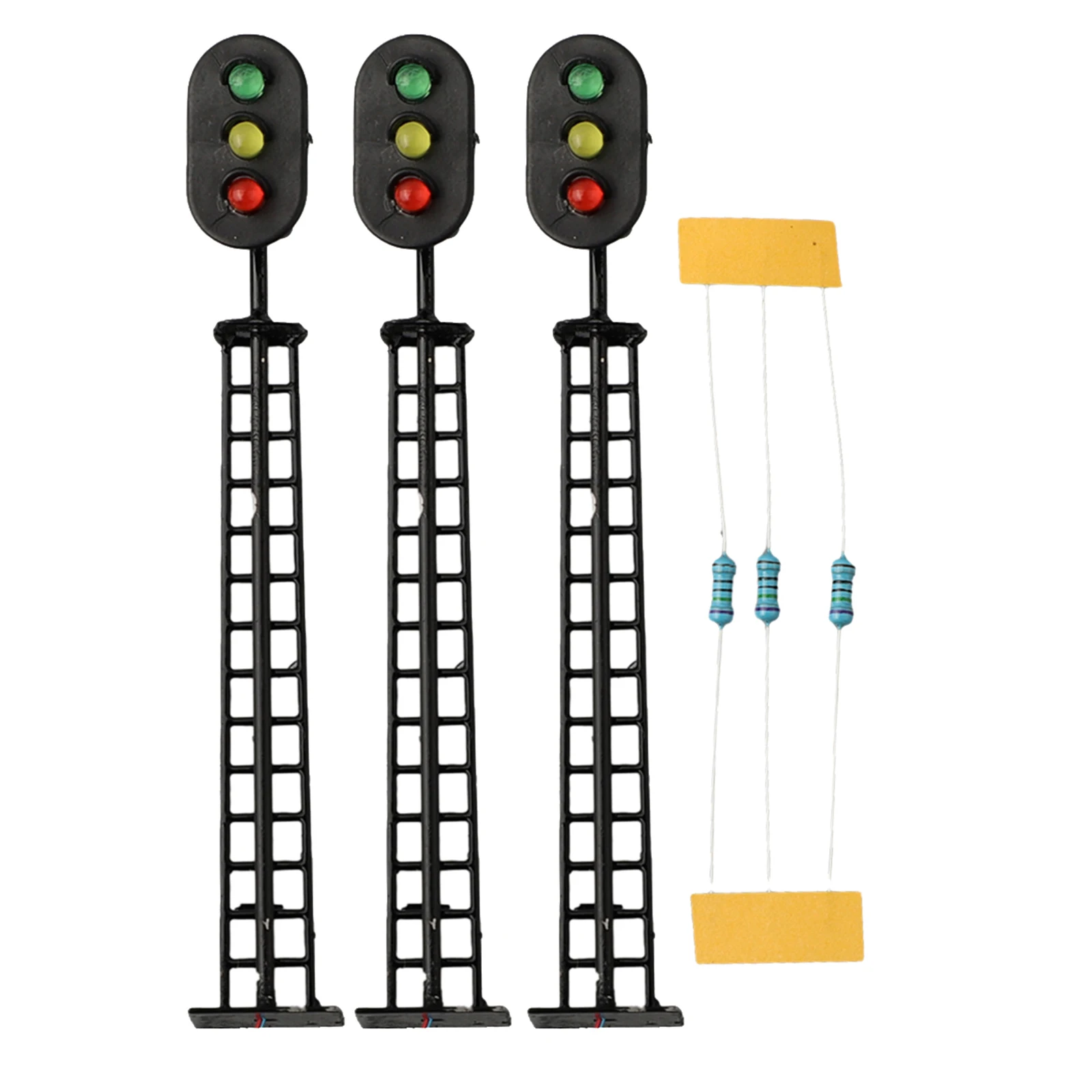 3X Lámpara LED de Señalización de 3 Aspectos (Rojo, Verde, Amarillo) para Ferromodelismo Escala OO, 3V 12V DC, Precableada con Resistencias para Maquetas de Trenes