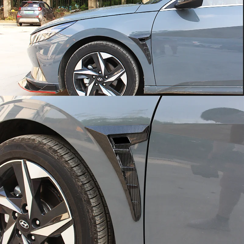 1Pair Universal Carbon Black Car Fender Side Vents Air Flow Intake Hole Grille Sticker Cover Car Styling Exterior Accessories