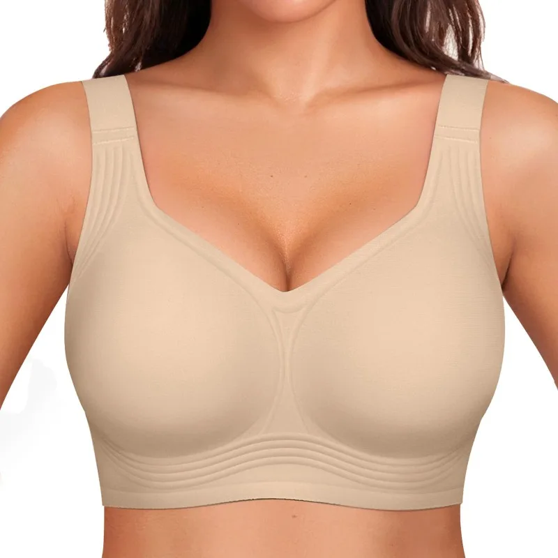 Plus Size Wireless Jelly Bra Women Supportive Seamless Full Coverage No Underwire Push Up Tshirt Bra S to 5XL Comfort Daily Wear view 4