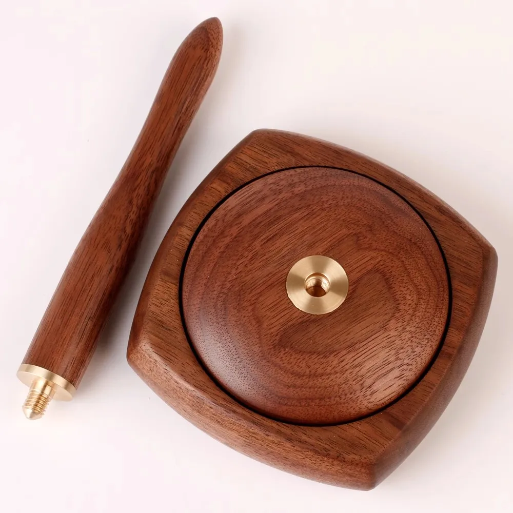 

Handmade Solid Wood Yarn Spindle Holder - Detachable Spool Design with Brass Accents (Premium Knitting & Crochet Accessory)
