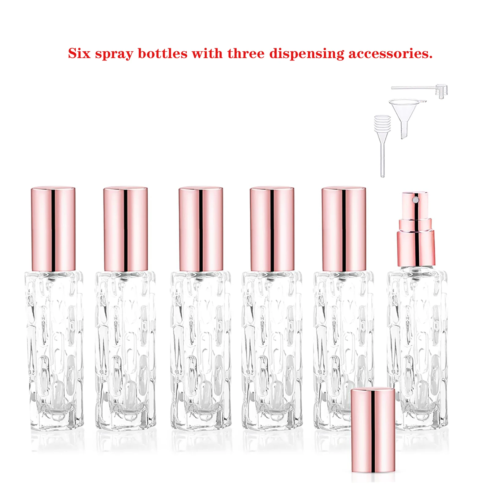 Flacone spray per profumo in vetro da 6 pezzi-10 ml Bottiglia vuota con testa spray in alluminio per dispenser di profumo