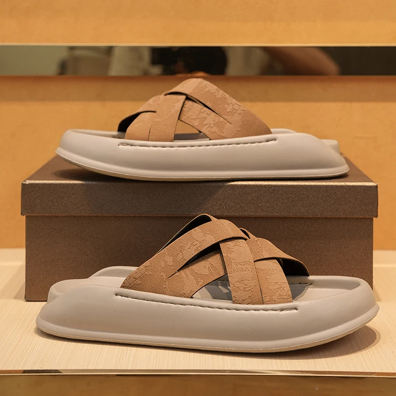 Men's Casual Slides Slippers Summer New Soft-Sole Outdoor Beach Shoes Quick-Dry Fashion Breathable Lightweight Sports Slippers