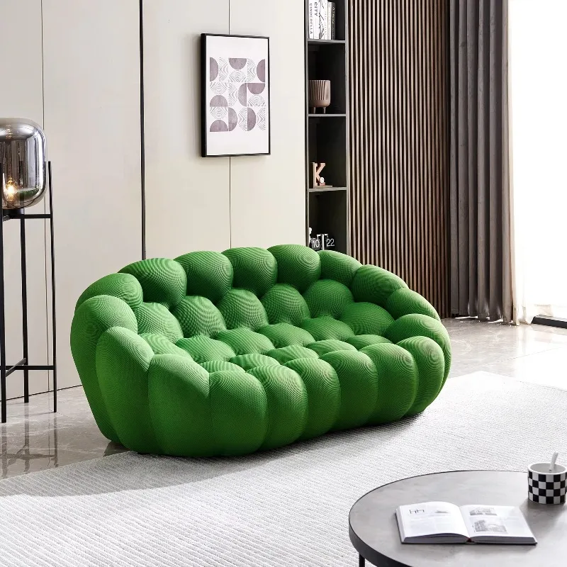 

Modern double sofa, bubble sofa lazy floor sofa, comfortable double sofa in living room, apartment, orange