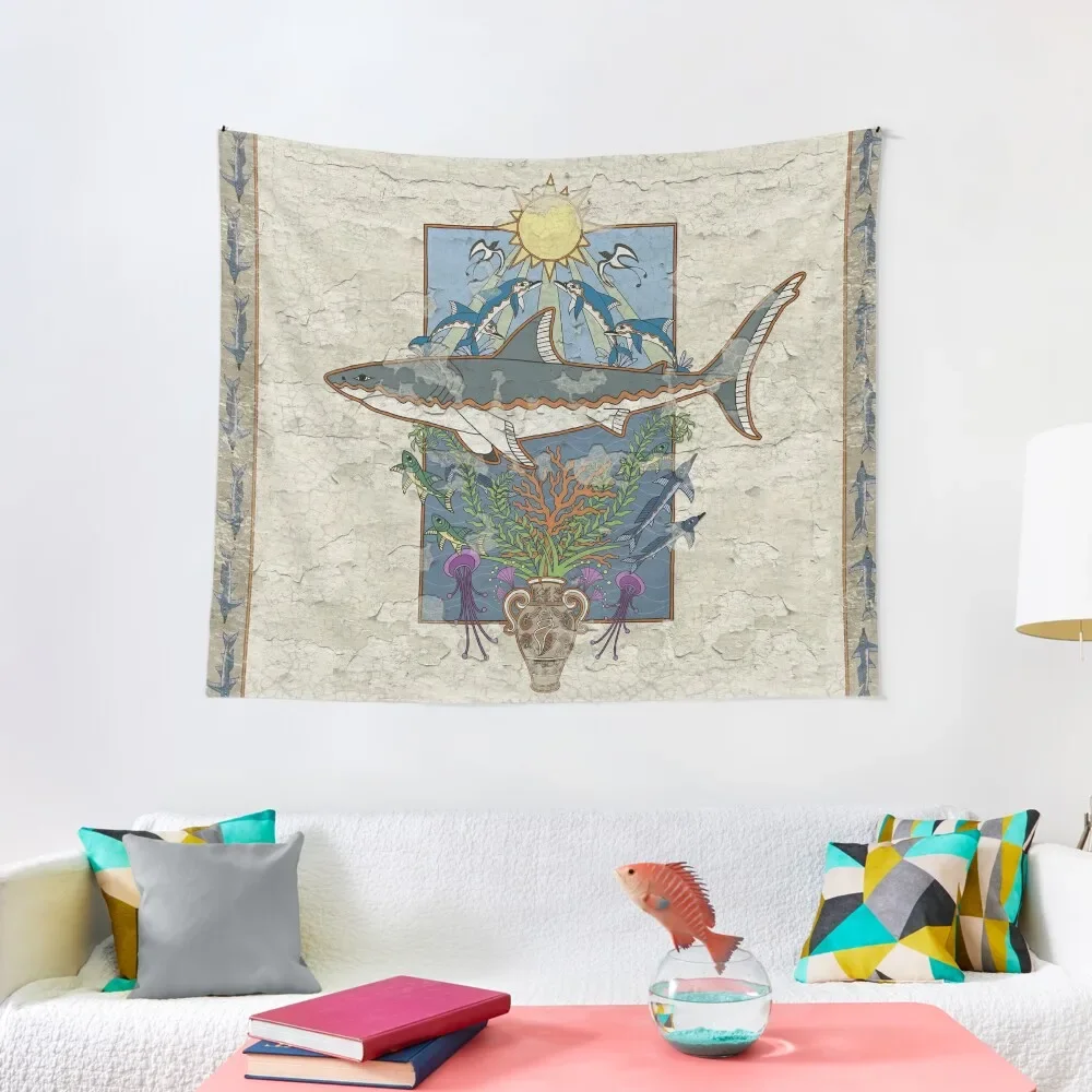 

Great White Guardian - Minoan Fresco Tapestry Wall Coverings Room Decor Cute Korean Room Decor Tapestry