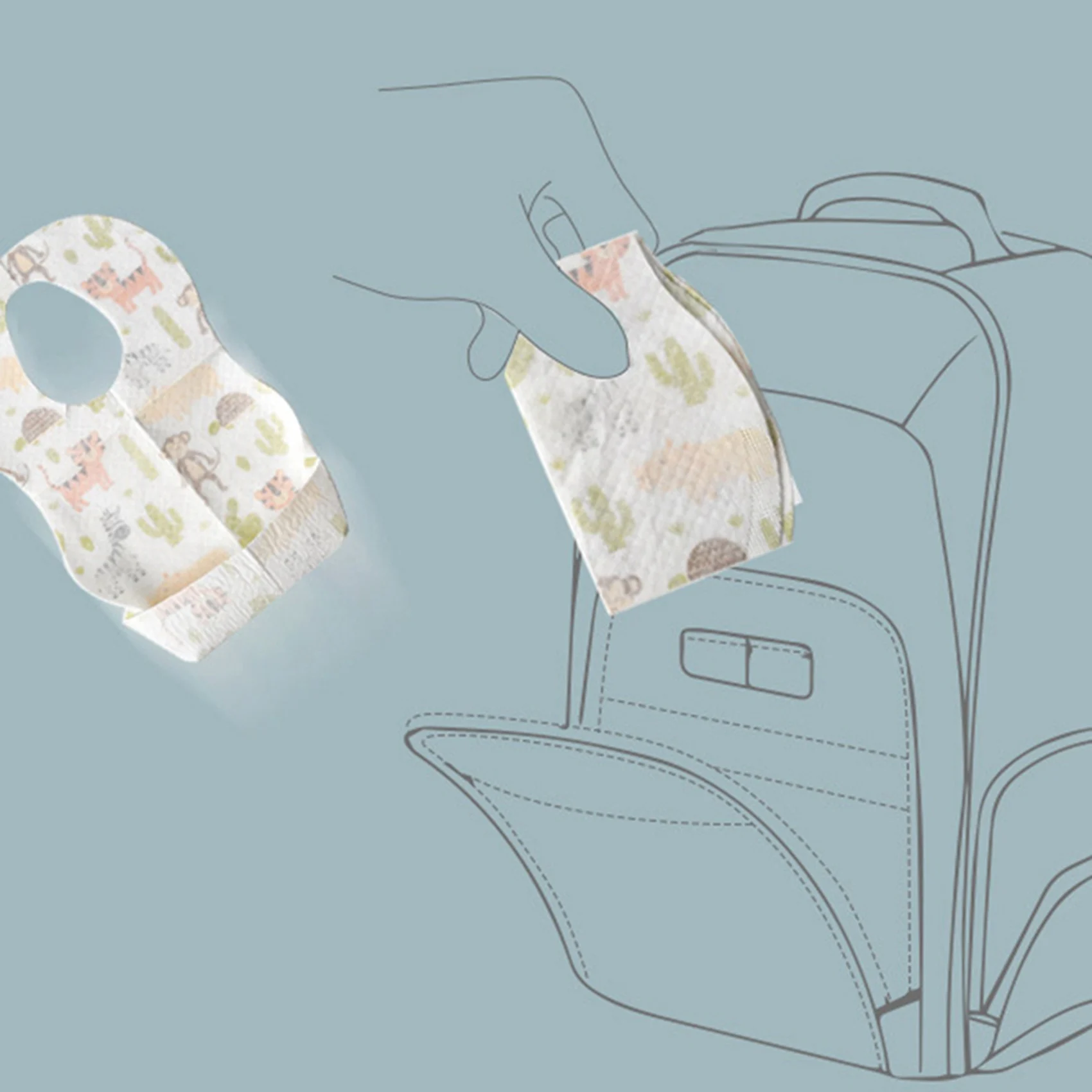 

A63T-40 Pcs Baby Disposable Bibs Non-Woven Fabric Baby Toddler Bibs Feeding Saliva Apron Paper Bibs Portable Bibs
