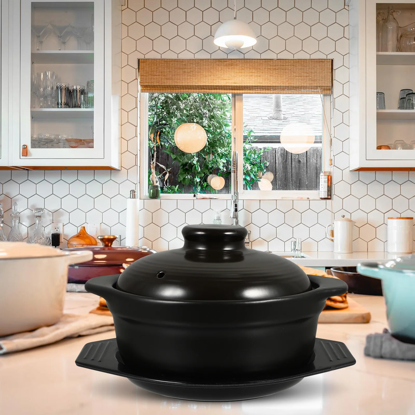 

1Set Ceramic Casserole Pot Durablematerial Finecraftsmanship Heatstability Gassaving Convenientholding Professionalstewpot